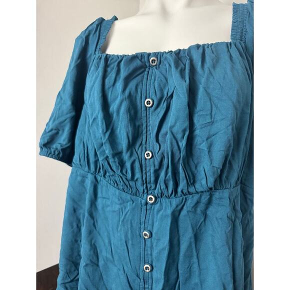 Torrid Babydoll Blouse with Puff Sleeves, Button Front, Tie Closure Back, 1X NWT - Picture 4 of 11